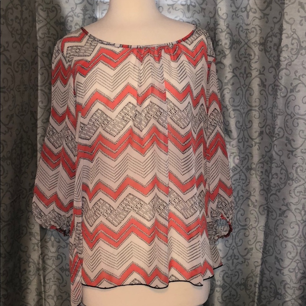 Coral zig zag patterned blouse